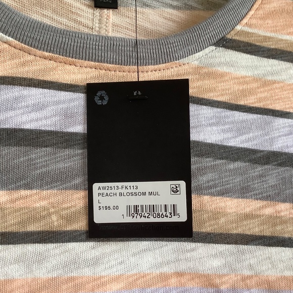 ATM Stripe Slub Jersey Tank Dress Grey Neutral Multi SZ L - Picture 11 of 16